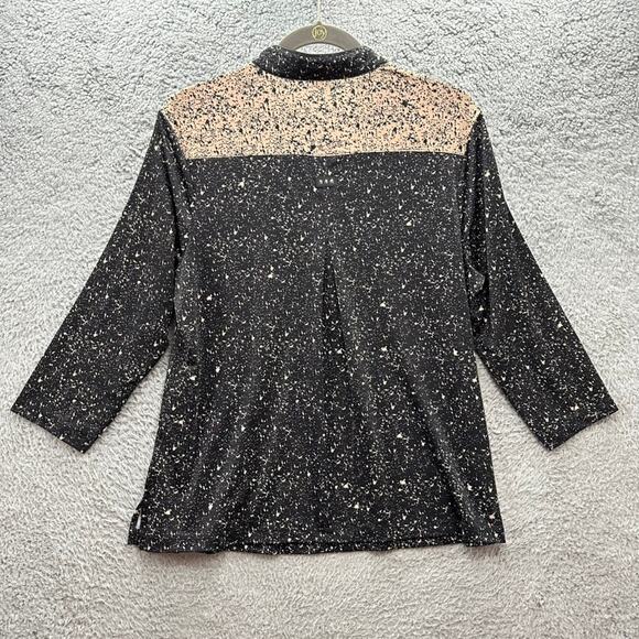 Jamie Sadock Women's Large Golf Tennis Shirt 3/4 Sleeves Black Tan Zip Collar - Picture 6 of 10